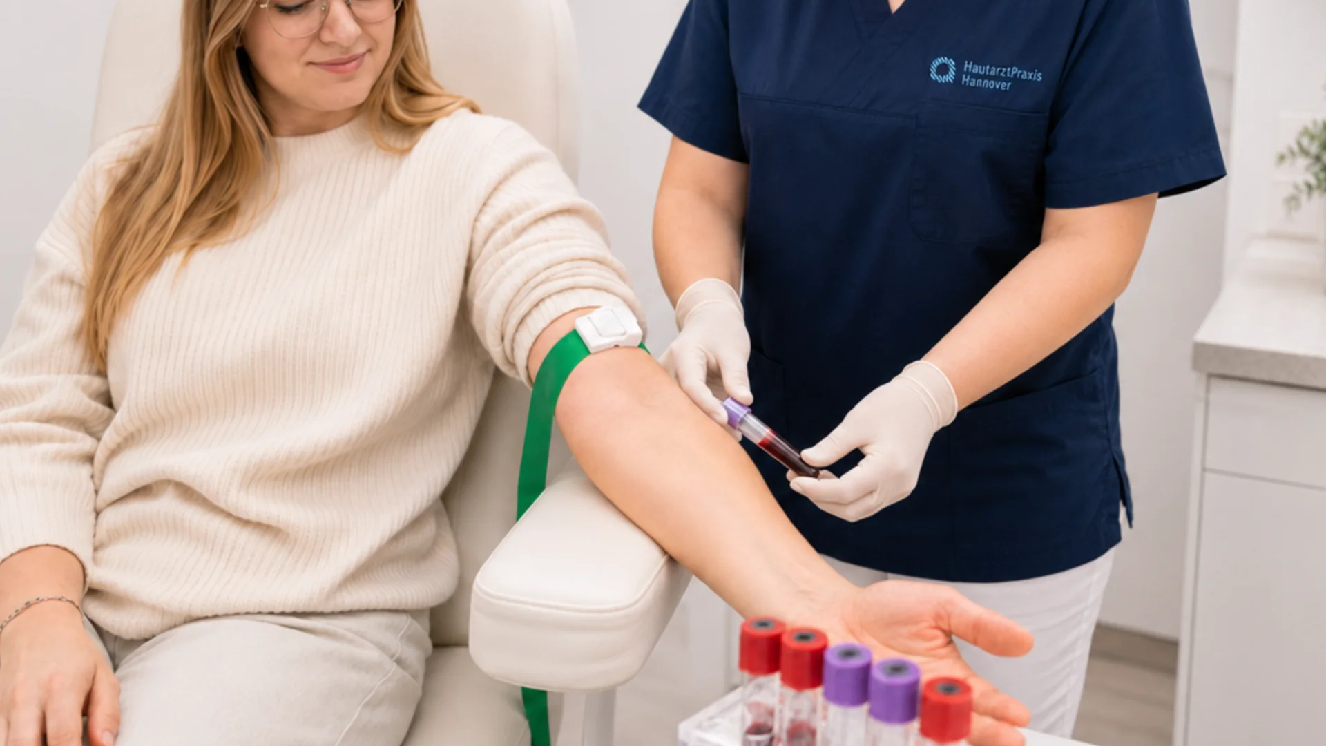 Blutentnahme für die PRP-Eigenbluttherapie in der HautarztPraxis Hannover