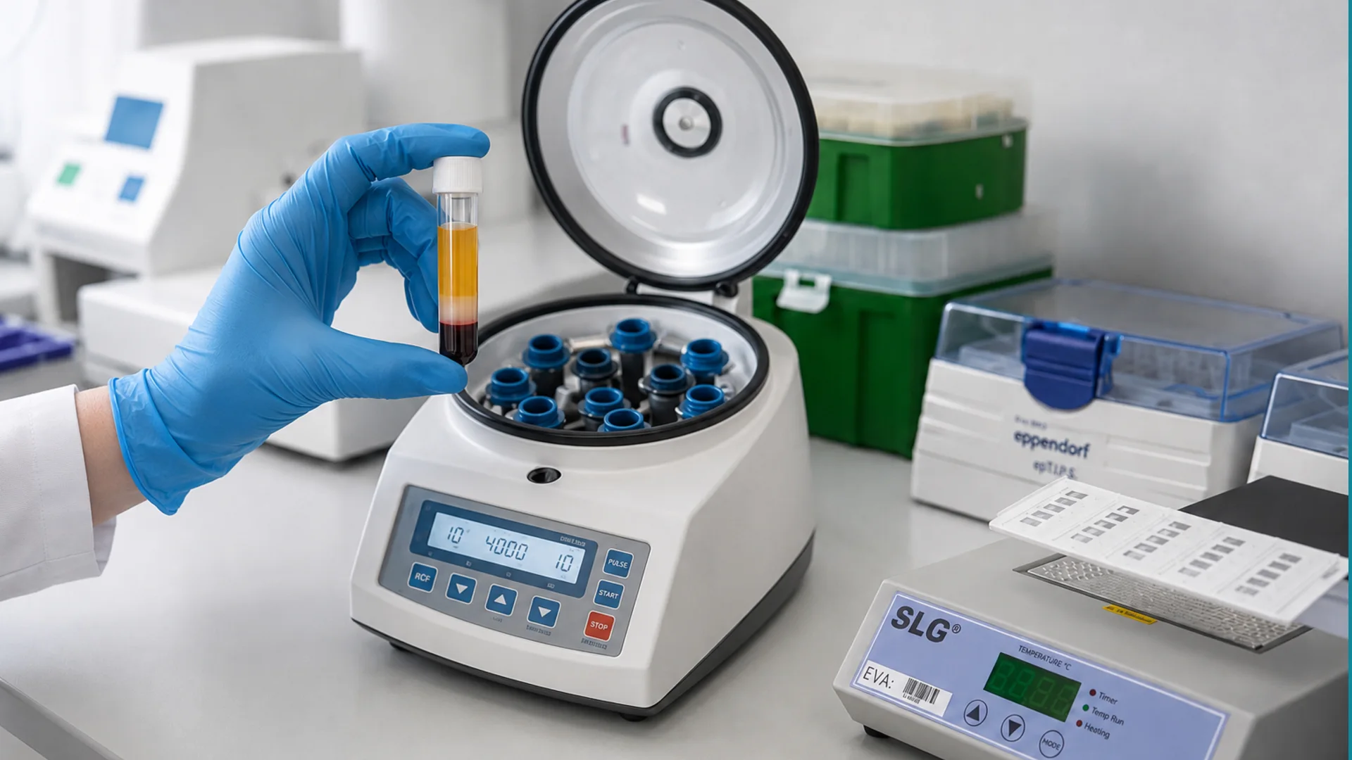 Zentrifugation des Blutes zur Gewinnung von plättchenreichem Plasma (PRP) in Hannover
